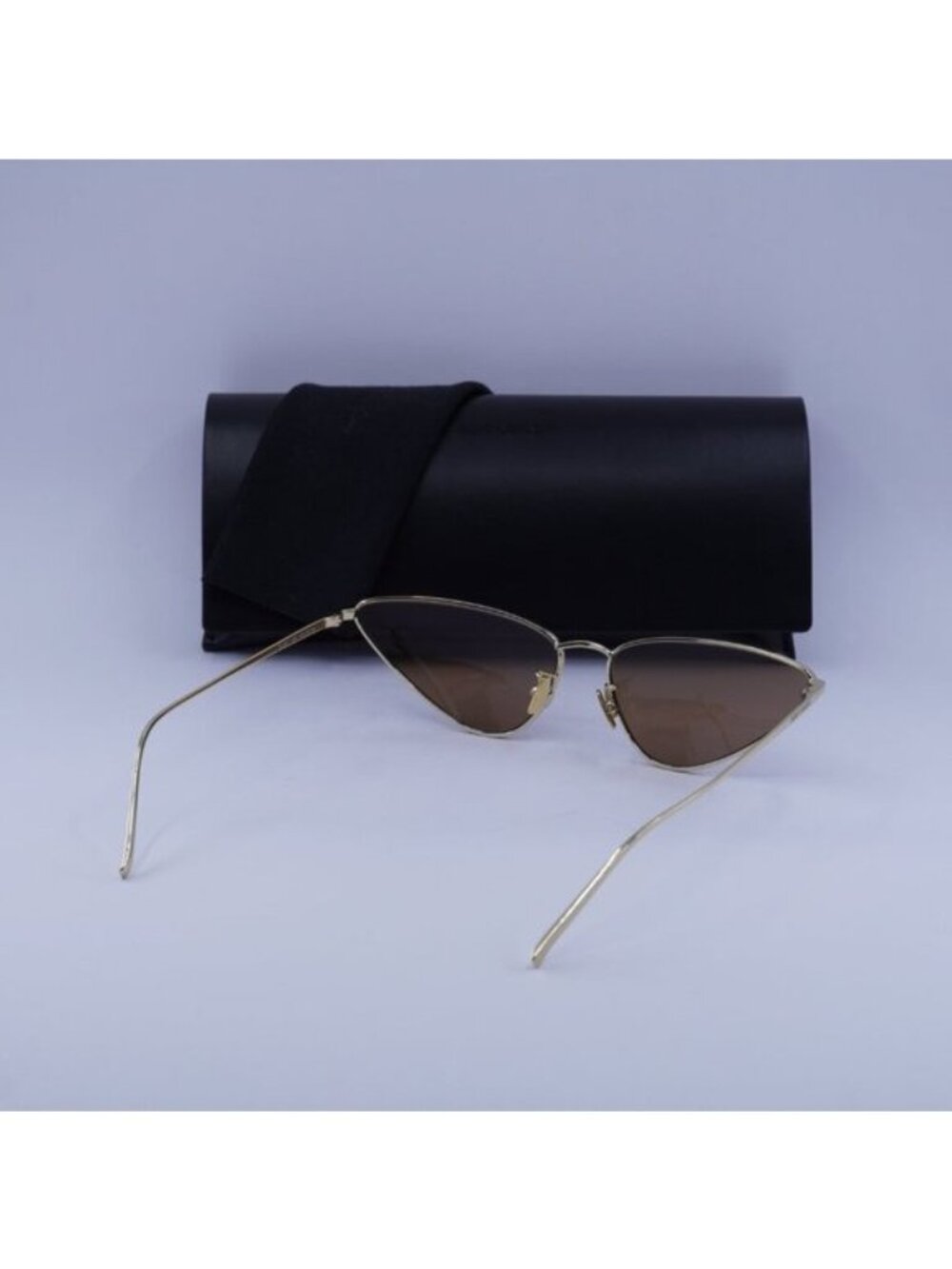 Saint Laurent SL487 003 Cat Eye Sunglasses - Gold/Brown - Picture 10 of 10